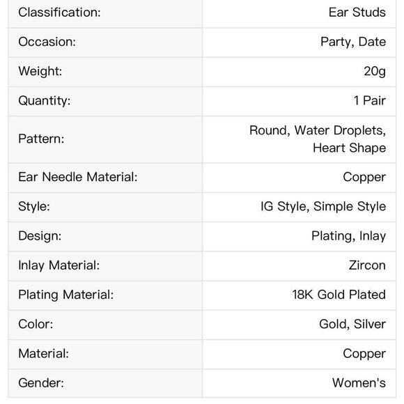 18K GP Heart Studs Earrings - Picture 2 of 2